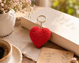 Premium Quality Red Heart Crochet <b>Keychain</b> Handmade Soft Yarn Purse Charm Valentine Gift For Girls Available for Sale - Product Image 3