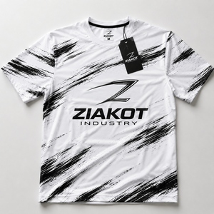 ZIAKOT industry New design Men's Custom White White-Black Performance T-Shirt - Product Image 1