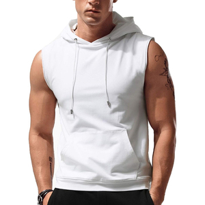 Sudadera sin mangas con capucha para hombre, color sólido, bolsillo canguro, ajuste casual, ropa de gimnasio, gris, sudaderas sin mangas para hombre - Product Image 4