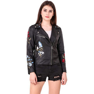 Chaqueta de Cuero para Mujer |   Chaqueta Estilo Motero Ajustada, Bordada y Tejida, Colores y Logotipo Personalizables, Servicio OEM al por Mayor - Product Image 3