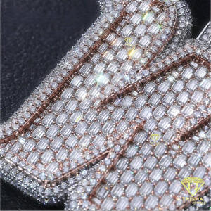 จี้ตัวอักษร M แบบ Iced Out พร้อมเพชรโมอิสซาไนต์ VVS รับรองโดย GIA เงินแท้ 925 ชุบทองคำสีกุหลาบ สร้อยคอฮิปฮอปขนาด 3 นิ้ว - Product Image 6
