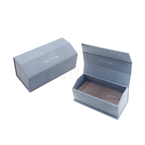 Boîte à bijoux en daim gris bleu, boîte à collier, boîte à stylo, emballage - Product Image 1