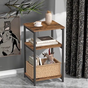 Mesa de Centro Moderna de Madera Industrial con Estructura Metálica, Cesta de Almacenamiento y Estante para Sala de Estar - Product Image 5