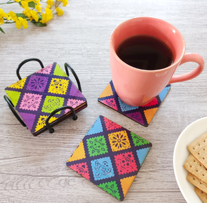 Exclusive Design Wooden <b>Enamel</b> Printed Wooden Coaster Set With holder Table Organizer Placemats For <b>Cups</b> & Glasses - Product Image 6