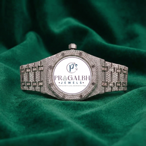 นาฬิกา Pragalbh Jewels รุ่นหรูหราประดับเพชรเต็มเรือน สไตล์ AP ระบบออโตเมติก ตัวเรือนสแตนเลสสตีล สำหรับผู้ชาย - Product Image 6