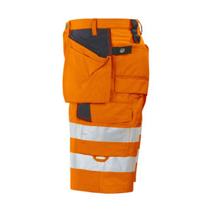 Shorts de travail pour hommes, haute visibilité, orange, certifiés CE, anti-rétrécissement, multi-poches, utilitaires, pour la construction - Product Image 6