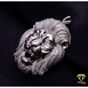 Colgante de Lujo con Cabeza de León y Diamante Moissanita, Plata de Ley 925 con Acabado en Oro, Totalmente Cubierto de Diamantes, Joyería Hip Hop - Product Image 5