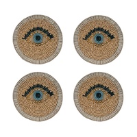Ensemble de sous-verres à broderie perlée de qualité supérieure 4 pièces Design unique de beaux insectes avec travail manuel Collection de table fantaisie d'Inde
