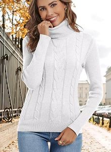 Women Cable Knit Turtleneck Sweater Ribbed High Neck <b>Long</b> Sleeve Pullover Knitwear Casual Winter <b>Jumper</b> Wholesale - Product Image 2