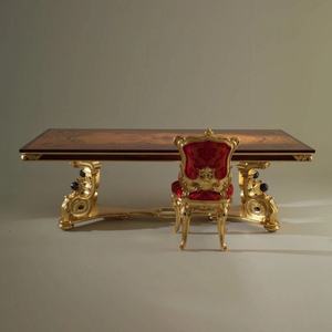 ชุดโต๊ะรับประทานอาหารไม้มะฮอกกานีแท้สไตล์มิดเซ็นจูรี่ สำหรับโรงแรมหรู 8 ที่นั่ง แกะสลักด้วยมือ เฟอร์นิเจอร์ห้องรับประทานอาหาร - Product Image 4