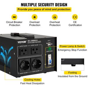 Heavy Duty 1000W convertitore Step Up/Down trasformatore 240V 110V 110V 240V 5V porta USB CE certificata 1 US 1 UK 1 Adattatori da viaggio - Product Image 4