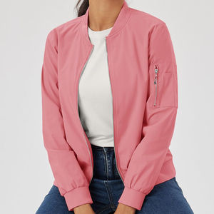 <b>Womens</b> Bomber <b>Jacket</b> Custom Logo and Color Options Classic <b>Zip</b> <b>Up</b> Outerwear Lightweight Layering Fashion Bomber <b>Jacket</b> for <b>Women</b> - Product Image 4