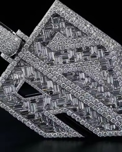 Custom 925 Silver Logo Shield Pendant Hip Hop Bling Jewelry 925 Sterling Silver Baguette & Round Passes Diamond <b>Tester</b> Pendant - Product Image 6