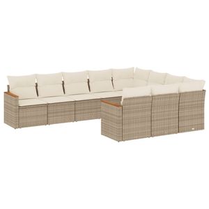 Conjunto de Sofás Grandes para Jardín en Ratán Sintético Beige con Acero con Recubrimiento en Polvo, Muebles de Exterior Premium - Product Image 2