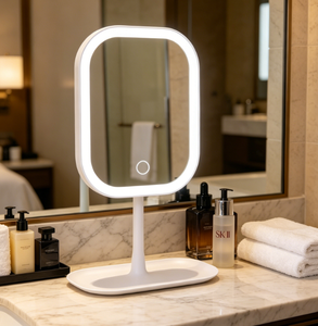 LED Vanity <b>Mirror</b> Stand Up <b>Makeup</b> <b>Mirror</b> <b>Lighted</b> Cosmetic <b>Mirror</b> <b>with</b> Tray for Bedroom Dressing Table - Product Image 4