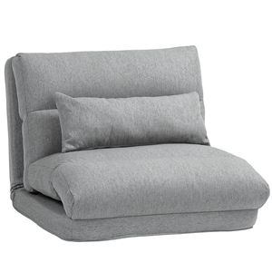Poltrona Letto da Terra per Adulti con Schienale Regolabile in 6 Posizioni e Cuscino per Lettura, Gaming e Meditazione - Disponibile in Grigio - Product Image 1