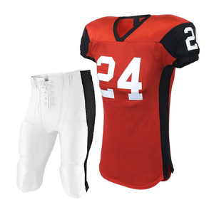 Conjunto de Uniforme de Fútbol Americano, Impreso, Transpirable, Rojo y Negro, Cuello en V, Manga Corta, Número 24, Pantalones Blancos con Cierre de Lazo, para Hombre Adulto - Product Image 1