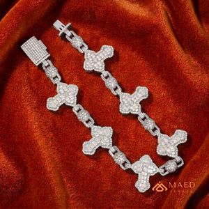 Rose Gold Plated <b>Silver</b> Bone Link Moissanite Luxury Iced Out Designer Fine Chain Link Bracelet <b>for</b> Women and <b>Men</b> Party Gift - Product Image 3
