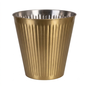 Striped Stainless Steel Ice Bucket Round Vintage Style Rust Resistant Beverage Cooler Party Use <b>Bar</b> Ware Wine Cooler - Product Image 1