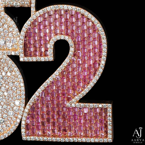 Collier pendentif lettre numéro 62 en moissanite plaqué or rose, style hip-hop, bijou personnalisé pour fête, cadeau - Product Image 3