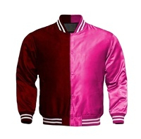 2026 Best Style Men's Baseball Satin Varsity <b>Jacket</b> Waterproof Chenille <b>Patches</b> with Black and White Rib Wholesale - Product Image 2