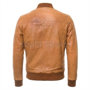 Veste en cuir de moto classique de haute qualité, coupe ajustée, coupe-vent, respirante, en cuir marron pour homme - Product Image 2