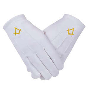 Guantes Past Grand Masters Blue Lodge 100% Algodón Negros, Regalia Masónica, Guantes para Manos de Francmasones - Product Image 1