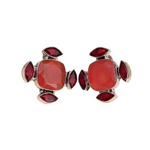 Modernos Pendientes de Botón Bohemios de Latón Oxidado Plateado con Incrustaciones de Jade para Regalo de Boda para Mujer - Product Image 1