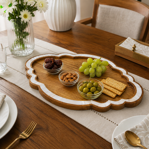 Mother of Pearl Inlay Wooden Serving Tray | Handmade Ramadan Eid Decor Tray | Serving Platter Kitchenware <b>Gift</b> Home Decor - Product Image 5