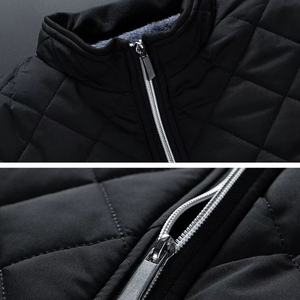 Men Quilted Bomber <b>Jacket</b> Stand Collar Zip Up Winter Outerwear <b>Fleece</b> <b>Lined</b> Lightweight Outdoor Coat - Product Image 4