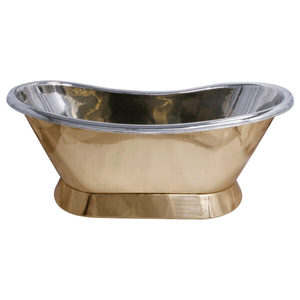 Bañera de Pedestal de Latón con Interior de Níquel Pulido, Bañera Independiente de Lujo - Product Image 1