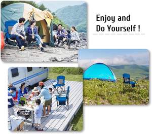 Blue <b>Folding</b> Camping Chair – Outdoor Chair with Cup Holders & Breathable Mesh Back - Product Image 4