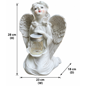 Statue de jardin ange solaire en résine avec lanterne éclairée, ornement de jardin - Product Image 4