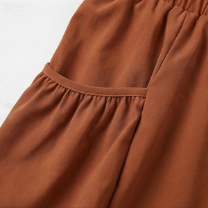 Shorts à volants pour femmes, taille élastique, couleur unie, coupe trapèze, tenue décontractée d'été - Product Image 5