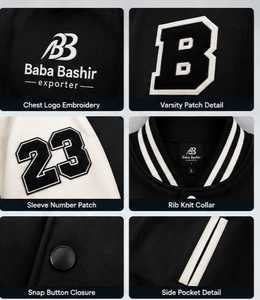 Veste varsity d'hiver imperméable pour homme, verte, avec manches blanches, lettre B brodée et numéro 23, style preppy, col montant - Product Image 2