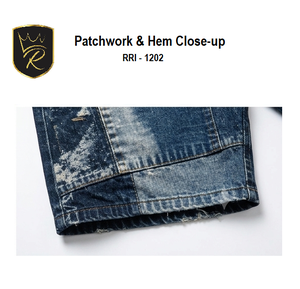 กางเกงยีนส์ขาสั้น Raj Fashion Men Premium Vintage Patchwork แบบทอ ระบายอากาศได้ดี เป็นมิตรกับสิ่งแวดล้อม แห้งเร็ว เอวกลาง ทรงหลวม สไตล์เบอร์มิวดา - Product Image 4