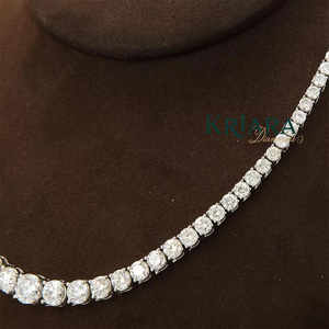 Collar de tenis de moissanita de plata S925 con baño de rodio, corte brillante redondo, engaste de garras, joyería de lujo para mujer - Product Image 3