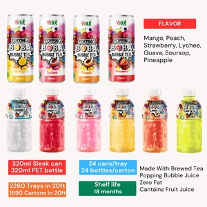 Muestra gratis 320ml Popping Boba Bubble Tea con sabor a fresa/Sin azúcar/Bajo en grasa/Etiqueta privada OEM - Product Image 3