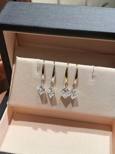 ต่างหูเพชรทรงเจ้าหญิงเจียระไนแบบหลุมเจาะ 2 กะรัต คู่หนึ่ง ทองคำขาว 14K ดีไซน์หรูหรา เรียบง่าย สง่างาม สำหรับผู้หญิง งานปาร์ตี้ เครื่องประดับชั้นดี - Product Image 2