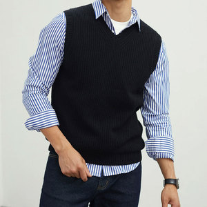 Custom Knitted <b>Vest</b> <b>Sweater</b> <b>Men</b> Soft Knitwear Sleeveless Casual Winter Top New Fashion Wholesale Clothing - Product Image 1