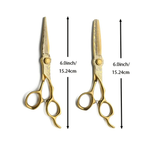 Ciseaux de coiffure professionnels dorés, ciseaux de coupe manuels pour salons de beauté - Product Image 4