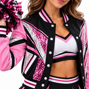 Ensemble de costumes de cheerleading haut de gamme avec veste, jupe et tenue de performance assorties pour les équipes sportives - Product Image 5