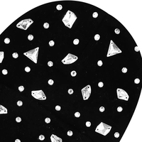Chapeau beanie élégant décoré de strass, unisexe, pour adulte, bonnet en tricot d'hiver, style fête, design à revers plié noir