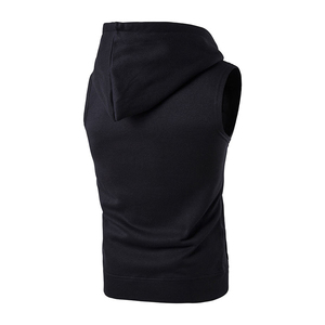 Hoodie sans manches coupe classique 100 % coton zippé respirant séchage rapide décontracté confortable pour homme - Product Image 3