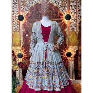 ชุดปาร์ตี้2XL ดีไซเนอร์สวมกับ lehenga choli Koti ที่สวยงาม - Product Image 5