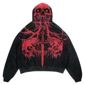 เสื้อฮู้ดดี้ผู้ชายพรีเมียมขายส่งแบบกำหนดเอง ผ้าฝ้าย 100% พิมพ์ลายลำลอง ผ้าฟลีซหนานุ่ม ซิปยาวเต็มตัว สำหรับฤดูหนาว - Product Image 1