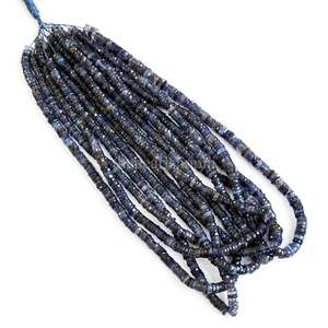 ลูกปัดไอโอไลต์ทรงเหลี่ยมธรรมชาติขนาด 5 ถึง 6 มม. สีน้ำเงิน รูปทรงยางรถยนต์ ลูกปัดพลอยหลวมสำหรับทำเครื่องประดับ ขายส่ง - Product Image 1