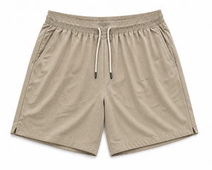 Shorts décontractés gris uni pour hommes, respirants, à taille élastique, tricotés, séchage rapide, écologiques, anti-plis, avec poches, fabrication OEM - Product Image 3