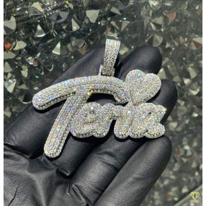 Pendentif personnalisé « Nette » serti de diamants de laboratoire, collier hip-hop bling-bling, cadeau - Product Image 2