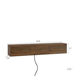 Supporto TV da Parete per Soggiorno, Mobile Sospeso in Legno con Luci LED e Presa di Corrente - Product Image 6